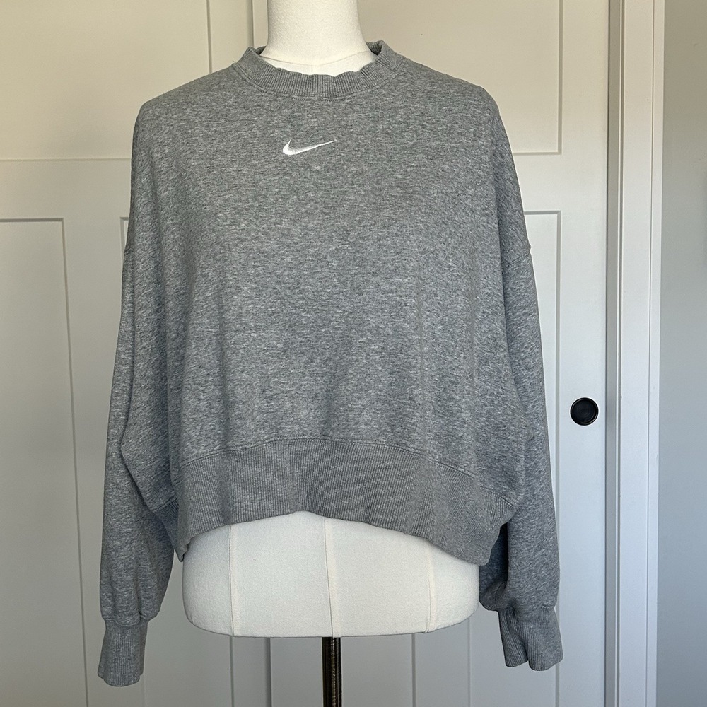 Nike Phoenix Fleece Crewneck Sweatshirt - Women's SMALL - Grey Oversized DQ5761
